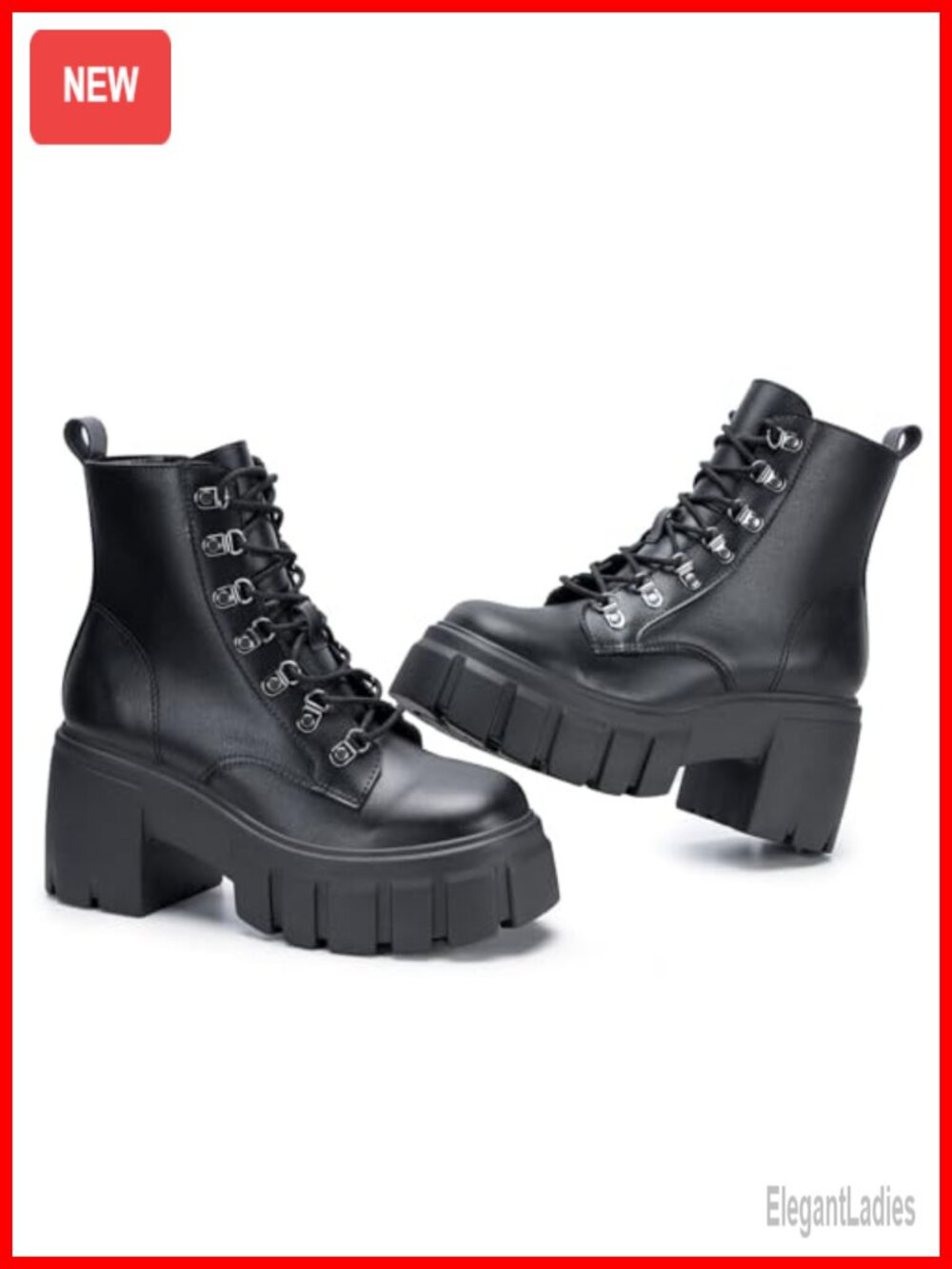 Womens Combat Boots Ankle Booties Lace Up High Heel Chunky Platform